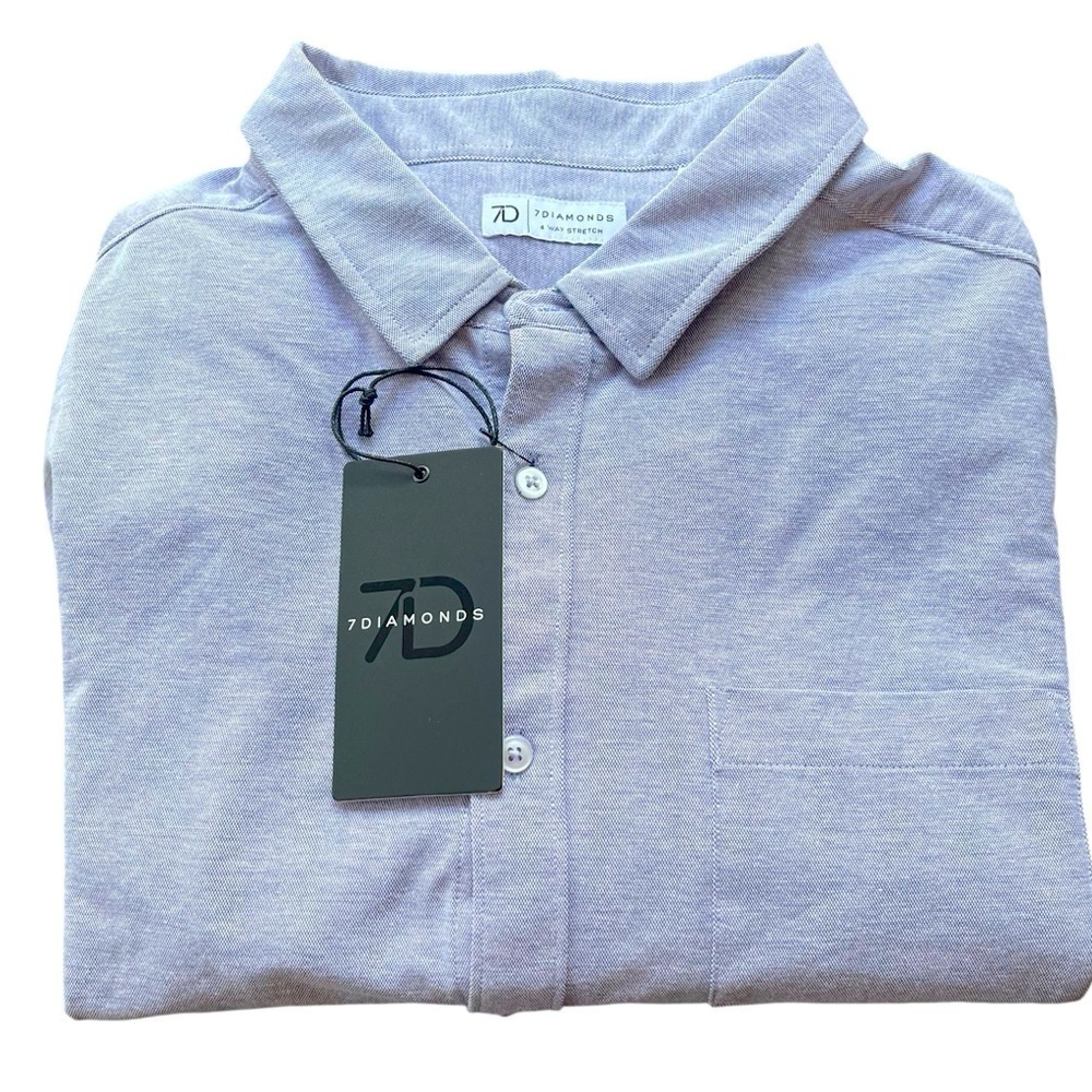 7 Diamonds Men's Long Sleeve Button-Up Oxford Shirt, SIze XXL